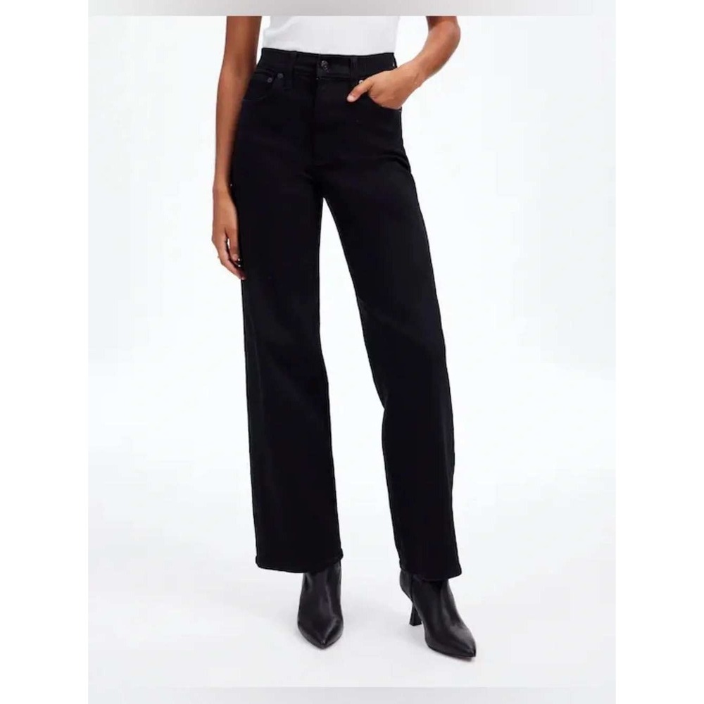 Madewell Perfect Vintage‎ Wide-Leg Jean Womens 32 Black High Rise Crop